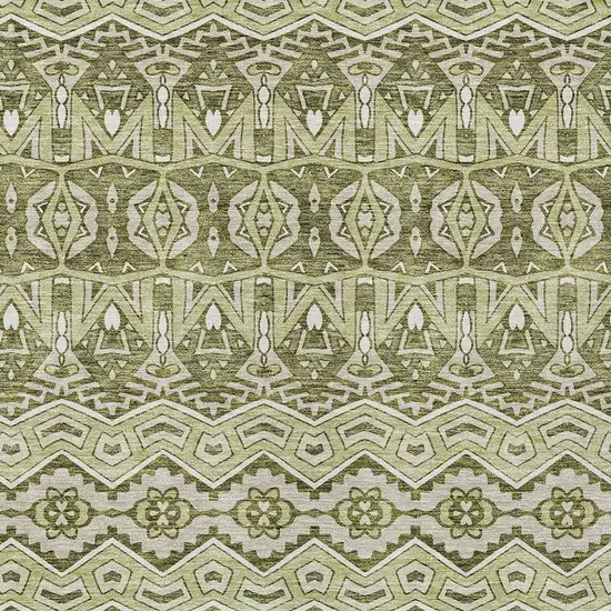 Artichoke Green Gray And Ivory Moroccan Washable Indoor Outdoor Area Rug Photo 6