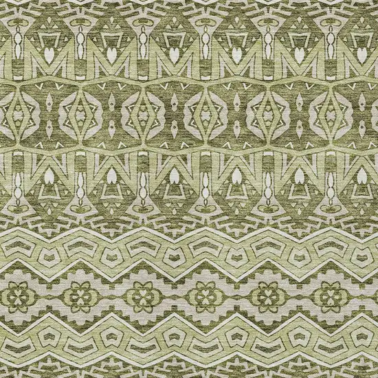 Artichoke Green Gray And Ivory Moroccan Washable Indoor Outdoor Area Rug Photo 6