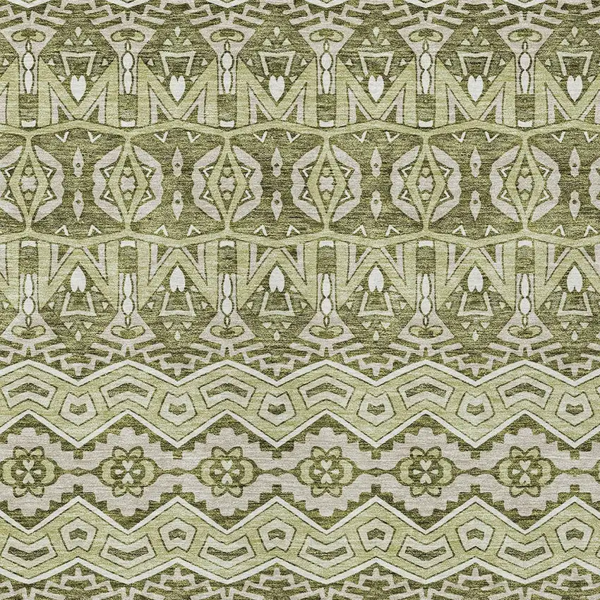 Artichoke Green Gray And Ivory Moroccan Washable Indoor Outdoor Area Rug Photo 6