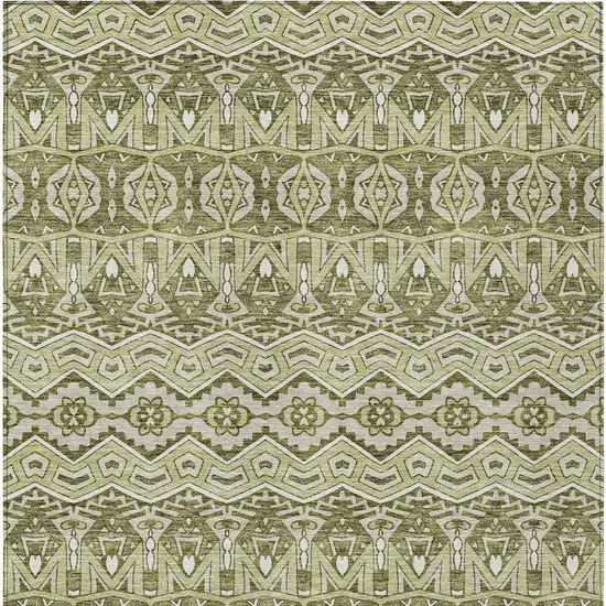 Artichoke Green Gray And Ivory Moroccan Washable Indoor Outdoor Area Rug Photo 7
