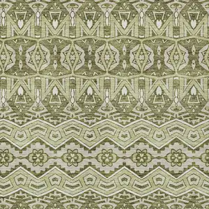Photo of Artichoke Green Gray And Ivory Moroccan Washable Indoor Outdoor Area Rug