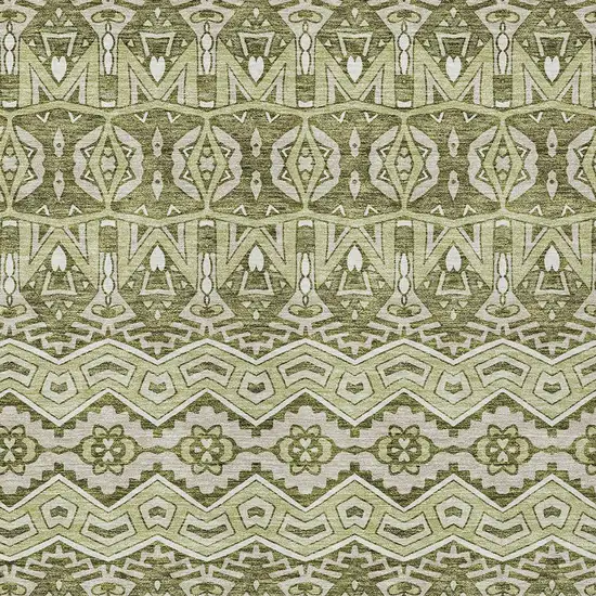 Artichoke Green Gray And Ivory Moroccan Washable Indoor Outdoor Area Rug Photo 6