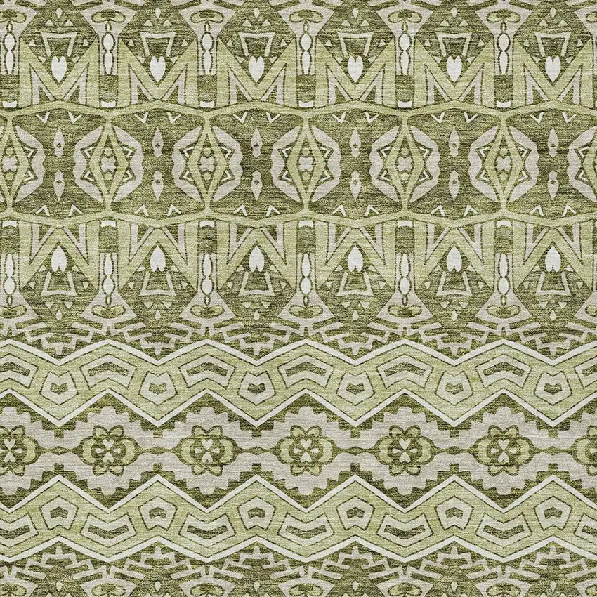 Artichoke Green Gray And Ivory Moroccan Washable Indoor Outdoor Area Rug Photo 6