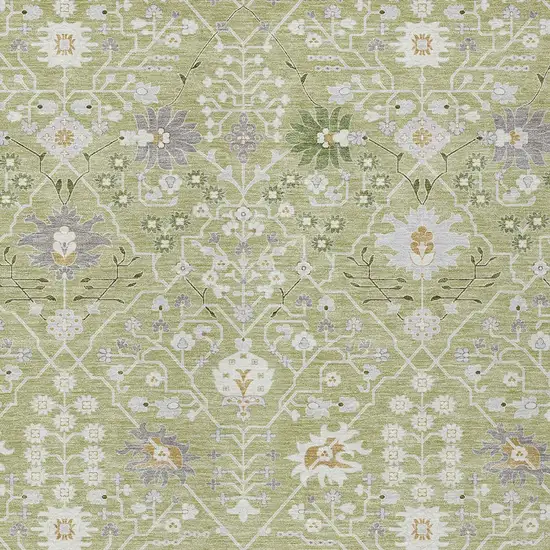 Artichoke Green Gray And Ivory Oriental Washable Indoor Outdoor Area Rug Photo 6