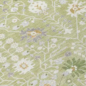 Photo of Artichoke Green Gray And Ivory Oriental Washable Indoor Outdoor Area Rug