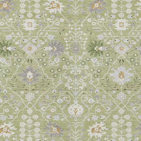 Artichoke Green Gray And Ivory Oriental Washable Indoor Outdoor Area Rug Photo 6