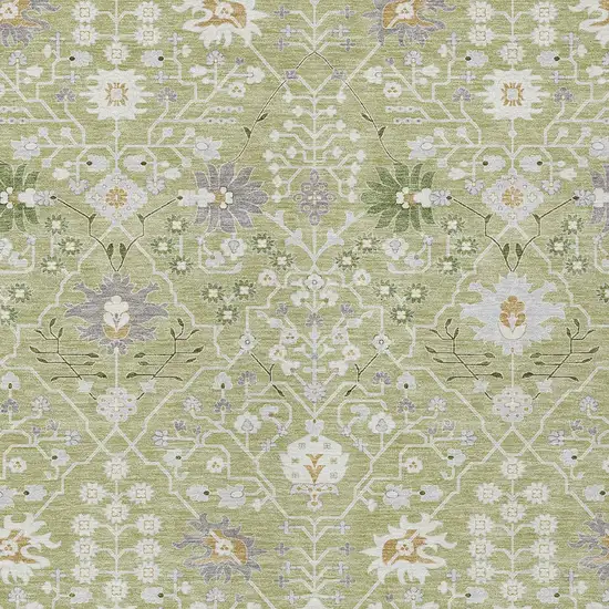 Artichoke Green Gray And Ivory Oriental Washable Indoor Outdoor Area Rug Photo 6