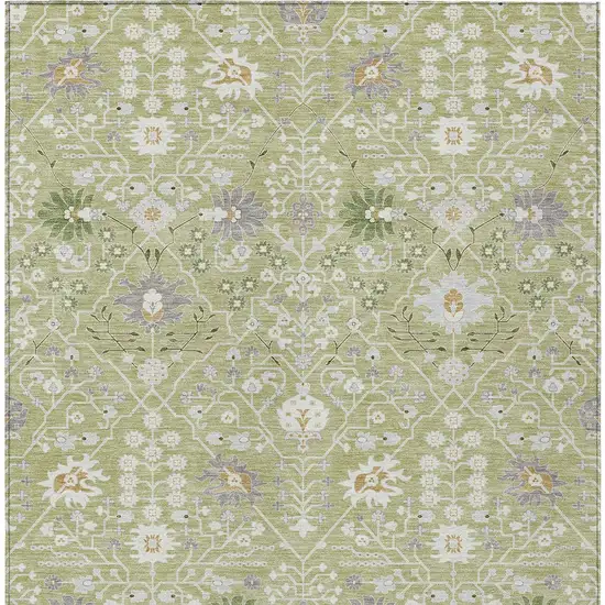 Artichoke Green Gray And Ivory Oriental Washable Indoor Outdoor Area Rug Photo 7