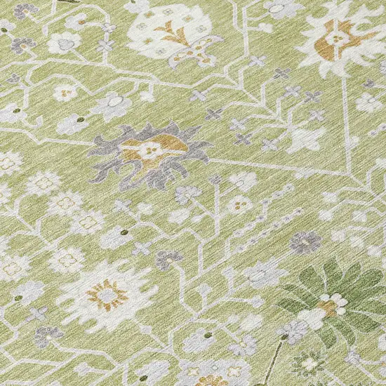 Artichoke Green Gray And Ivory Oriental Washable Indoor Outdoor Area Rug Photo 5