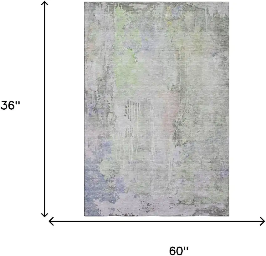 Artichoke Green Gray And Purple Abstract Washable Area Rug With UV Protection Photo 3