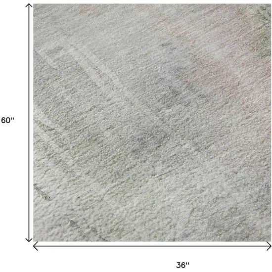 Artichoke Green Gray And Purple Abstract Washable Area Rug With UV Protection Photo 9