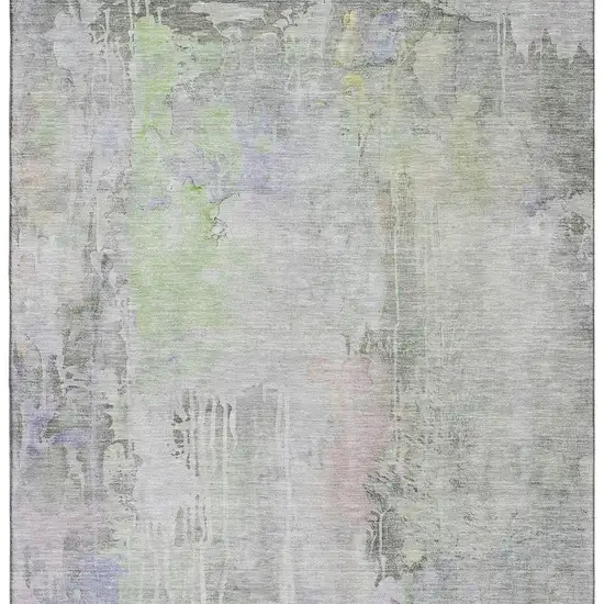 Artichoke Green Gray And Purple Abstract Washable Area Rug With UV Protection Photo 5