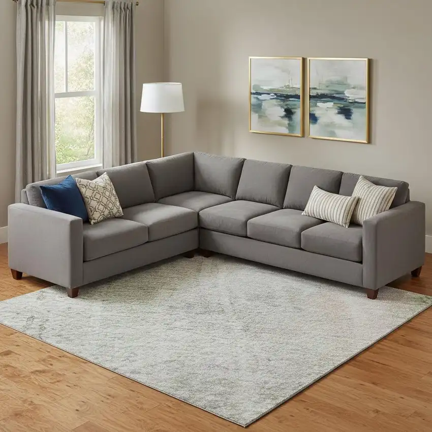 Artichoke Green Gray And Purple Abstract Washable Area Rug With UV Protection Photo 2