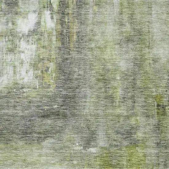 Artichoke Green Gray And Silver Abstract Washable Area Rug With UV Protection Photo 3