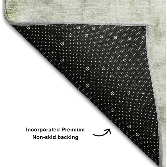 Artichoke Green Gray And Silver Abstract Washable Area Rug With UV Protection Photo 4