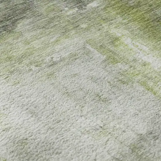 Artichoke Green Gray And Silver Abstract Washable Area Rug With UV Protection Photo 7