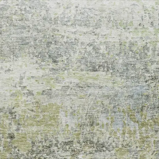 Artichoke Green Gray And Silver Abstract Washable Area Rug With UV Protection Photo 3