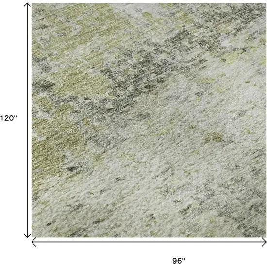 Artichoke Green Gray And Silver Abstract Washable Area Rug With UV Protection Photo 9