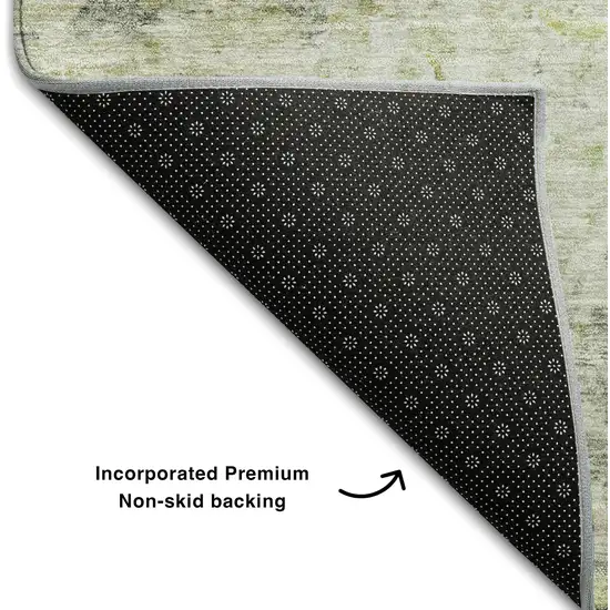 Artichoke Green Gray And Silver Abstract Washable Area Rug With UV Protection Photo 7