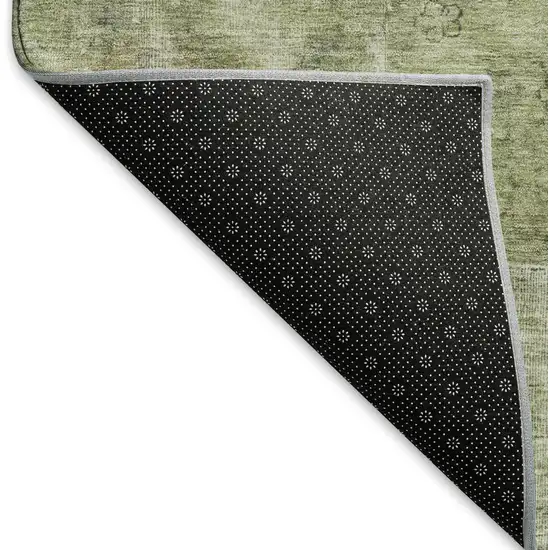 Artichoke Green Gray And Silver Abstract Washable Area Rug With UV Protection Photo 7