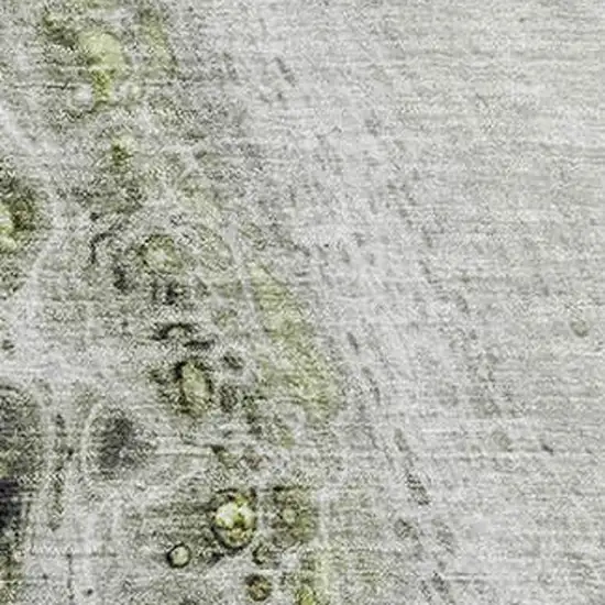 Artichoke Green Gray And Silver Abstract Washable Area Rug With UV Protection Photo 3