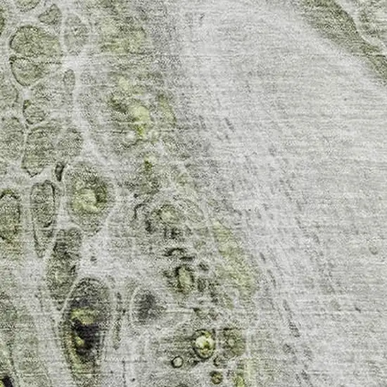 Artichoke Green Gray And Silver Abstract Washable Area Rug With UV Protection Photo 4