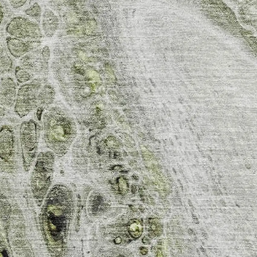 Artichoke Green Gray And Silver Abstract Washable Area Rug With UV Protection Photo 4