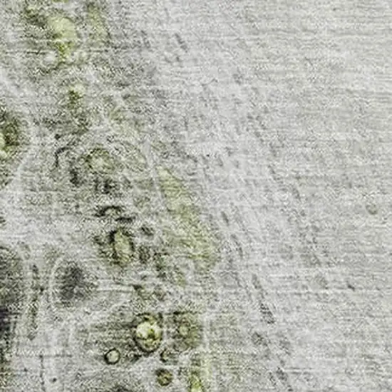 Artichoke Green Gray And Silver Abstract Washable Area Rug With UV Protection Photo 3