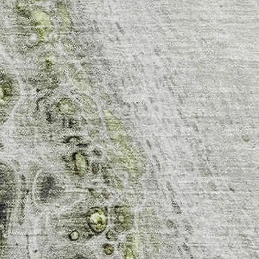 Artichoke Green Gray And Silver Abstract Washable Area Rug With UV Protection Photo 3