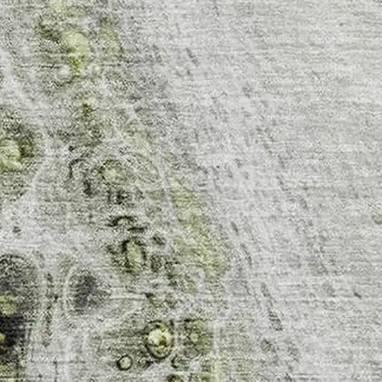 Artichoke Green Gray And Silver Abstract Washable Area Rug With UV Protection Photo 3