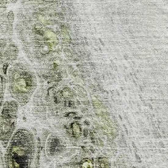 Artichoke Green Gray And Silver Abstract Washable Area Rug With UV Protection Photo 3