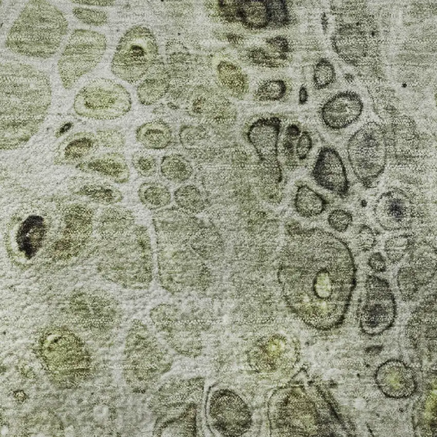 Artichoke Green Gray And Silver Abstract Washable Area Rug With UV Protection Photo 8