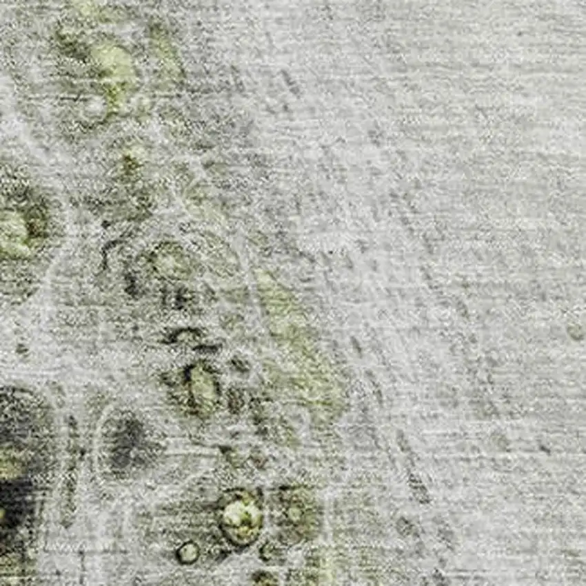 Artichoke Green Gray And Silver Abstract Washable Area Rug With UV Protection Photo 3