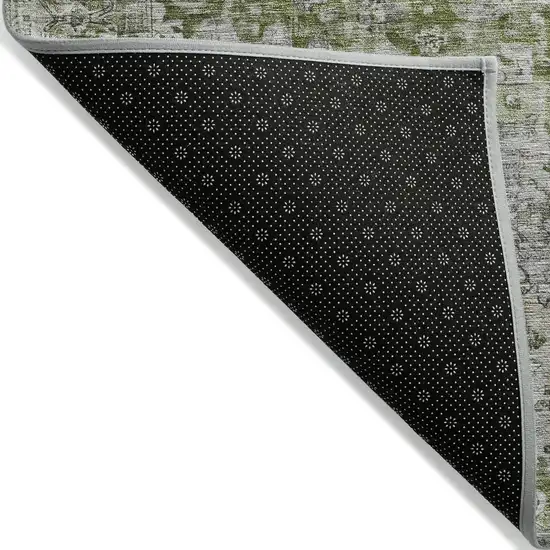 Artichoke Green Gray And Silver Floral Washable Indoor Outdoor Area Rug Photo 7