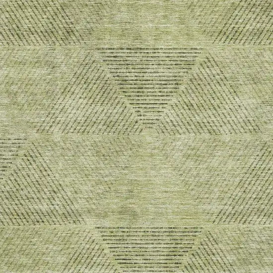Artichoke Green Gray And Silver Geometric Washable Area Rug With UV Protection Photo 3