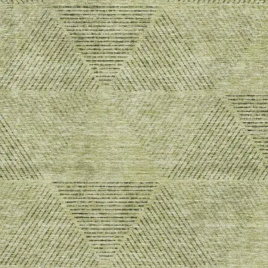 Artichoke Green Gray And Silver Geometric Washable Area Rug With UV Protection Photo 3