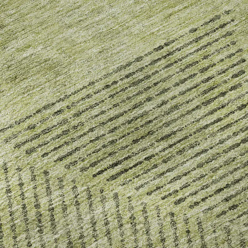 Artichoke Green Gray And Silver Geometric Washable Area Rug With UV Protection Photo 9