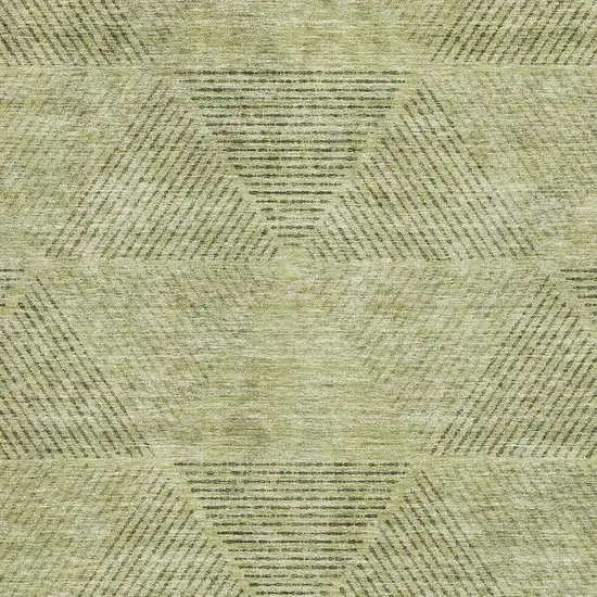 Artichoke Green Gray And Silver Geometric Washable Area Rug With UV Protection Photo 3