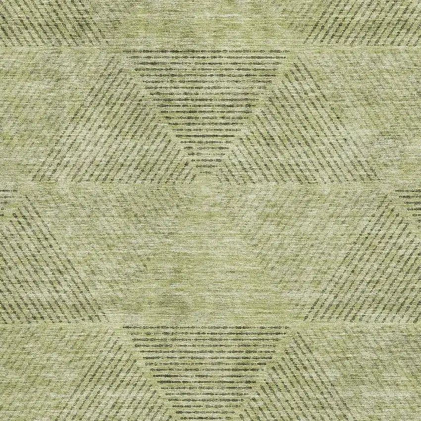 Artichoke Green Gray And Silver Geometric Washable Area Rug With UV Protection Photo 3
