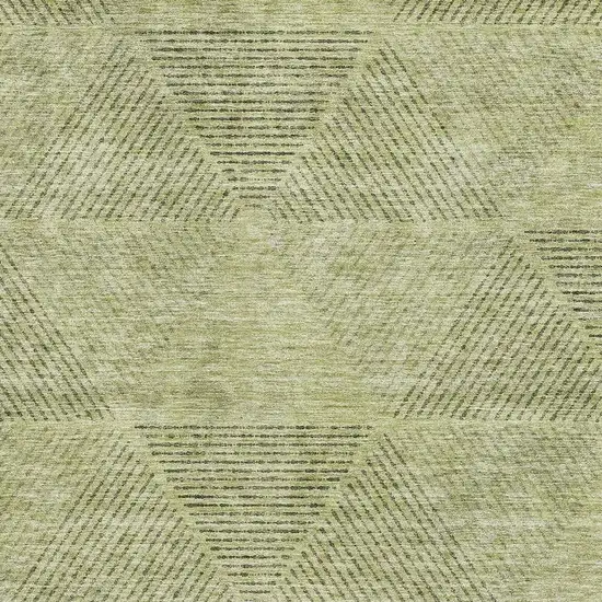 Artichoke Green Gray And Silver Geometric Washable Area Rug With UV Protection Photo 3