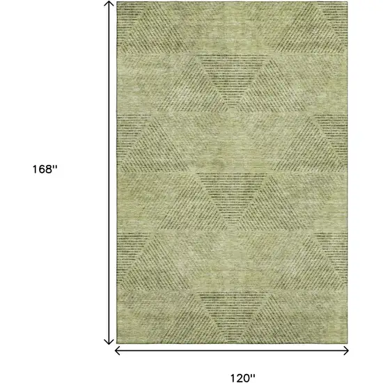 Artichoke Green Gray And Silver Geometric Washable Area Rug With UV Protection Photo 3