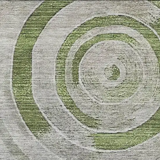 Artichoke Green Gray And Silver Geometric Washable Area Rug With UV Protection Photo 2