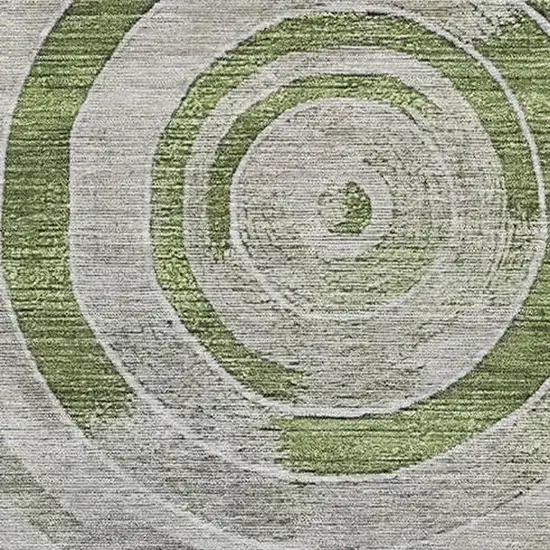 Artichoke Green Gray And Silver Geometric Washable Area Rug With UV Protection Photo 2