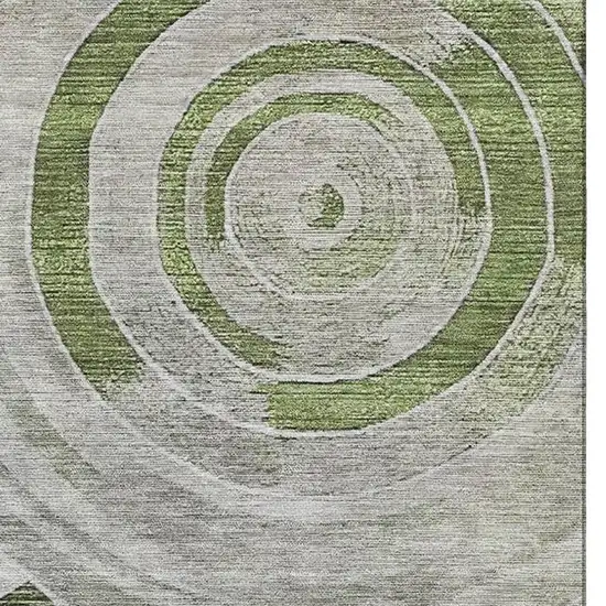 Artichoke Green Gray And Silver Geometric Washable Area Rug With UV Protection Photo 3