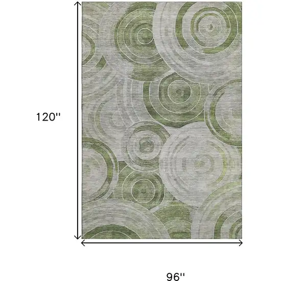 Artichoke Green Gray And Silver Geometric Washable Area Rug With UV Protection Photo 9