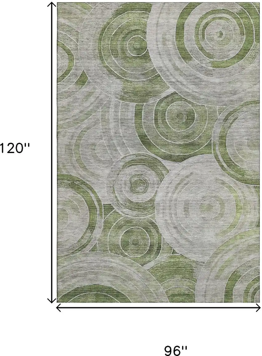 Artichoke Green Gray And Silver Geometric Washable Area Rug With UV Protection Photo 9