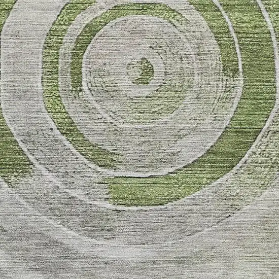 Artichoke Green Gray And Silver Geometric Washable Area Rug With UV Protection Photo 2
