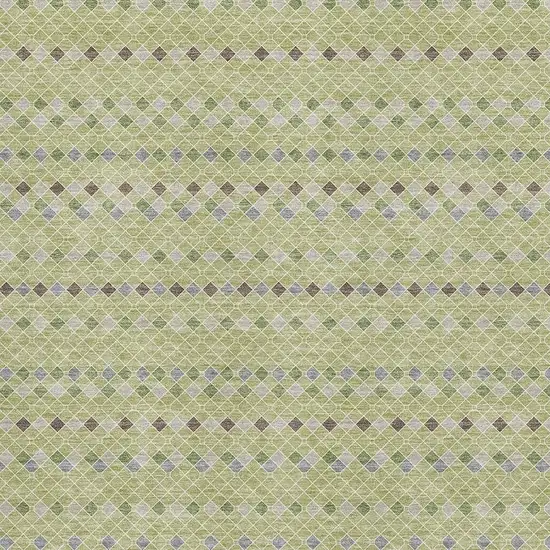 Artichoke Green Gray And Silver Striped Washable Area Rug With UV Protection Photo 2