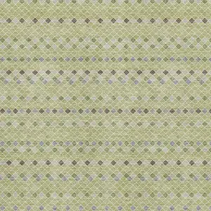 Photo of Artichoke Green Gray And Silver Striped Washable Area Rug With UV Protection