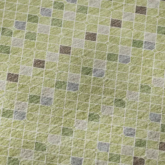 Artichoke Green Gray And Silver Striped Washable Area Rug With UV Protection Photo 9